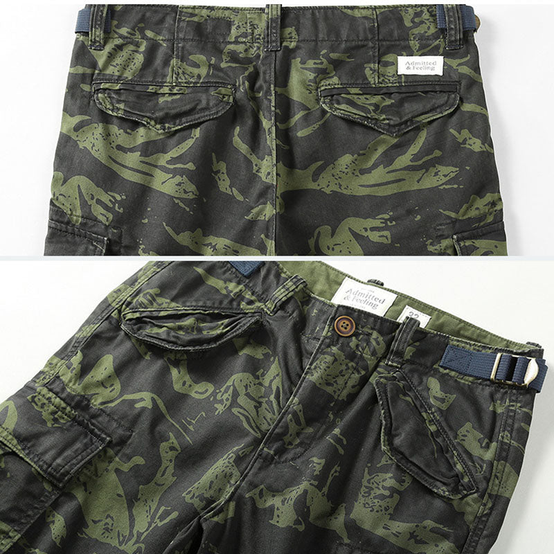 Casual Cotton Elastic Camouflage Men's Cargo Shorts