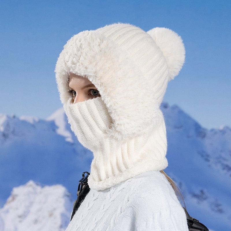 All-in-One Knitted Hat & Scarf – Women's Winter Warm Cap