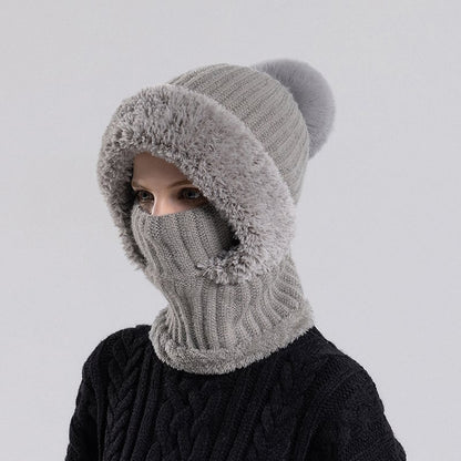 All-in-One Knitted Hat & Scarf – Women's Winter Warm Cap