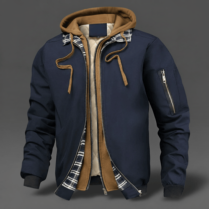 Dual-Layer Hooded Bomber Jacket
