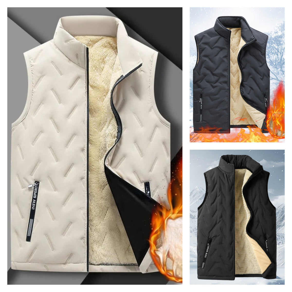 Unisex Thermal Fleece-Lined Quilted Vest