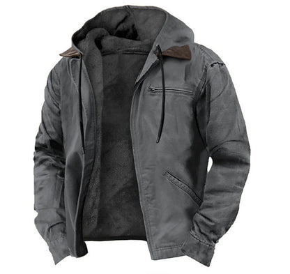 Men's Vintage Sherpa-Lined Full-Zip Hoodie | Fall & Winter Streetwear