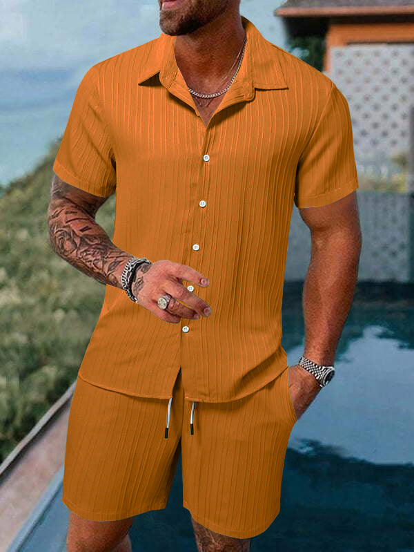 Men's Casual Set –Sleeve Shirt & Shorts, Loose and Comfortable for the Beach and Leisure 👕👖