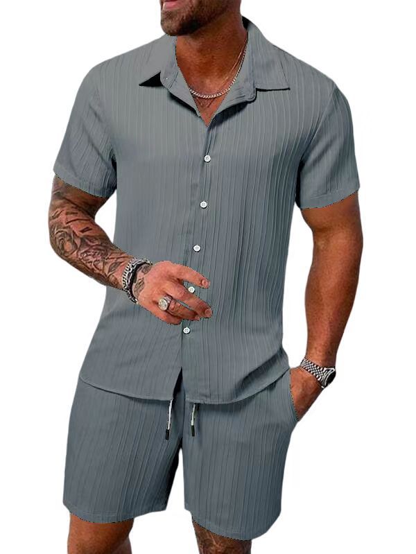 Men's Casual Set –Sleeve Shirt & Shorts, Loose and Comfortable for the Beach and Leisure 👕👖
