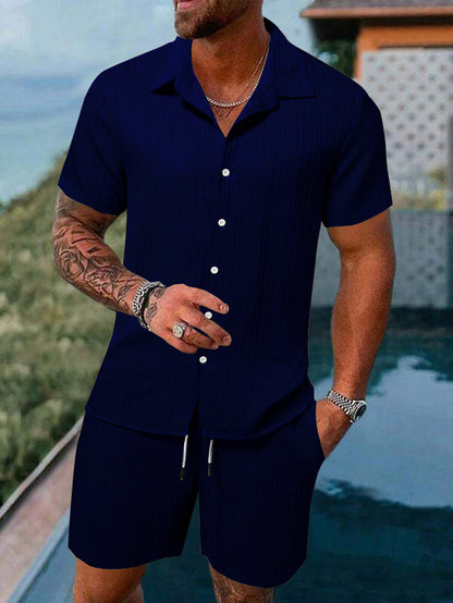 Men's Casual Set –Sleeve Shirt & Shorts, Loose and Comfortable for the Beach and Leisure 👕👖