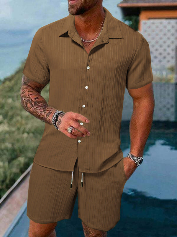 Men's Casual Set –Sleeve Shirt & Shorts, Loose and Comfortable for the Beach and Leisure 👕👖