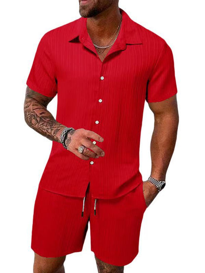 Men's Casual Set –Sleeve Shirt & Shorts, Loose and Comfortable for the Beach and Leisure 👕👖