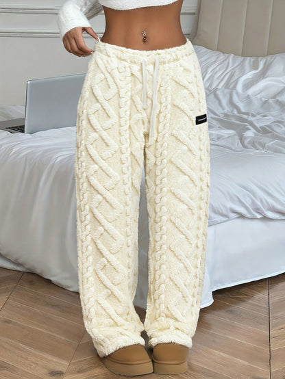 Unisex Cable Knit Sherpa Fleece Hoodie & Jogger Set