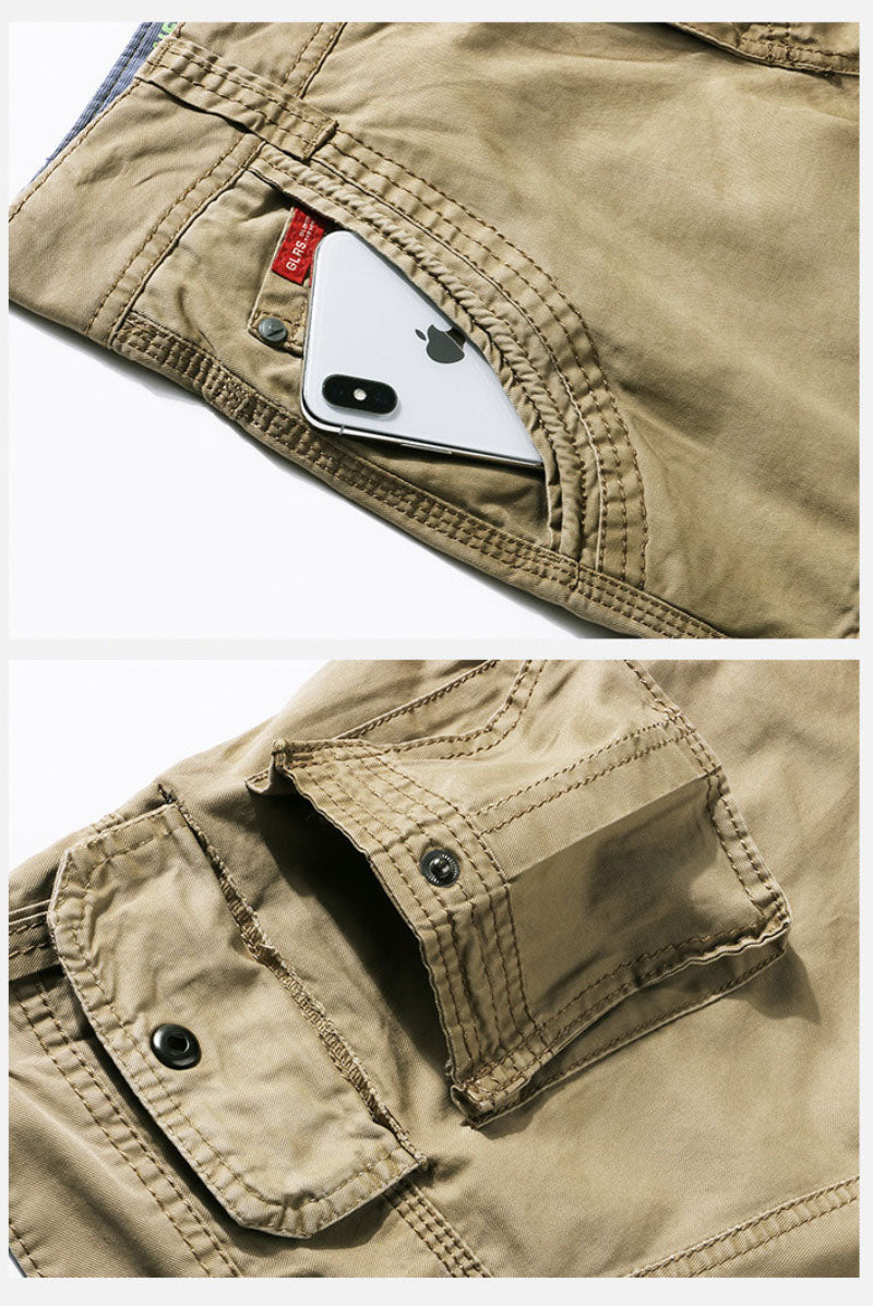 Safari Style Casual Multi-Pocket Summer Loose Men's Shorts (belt Not Included)