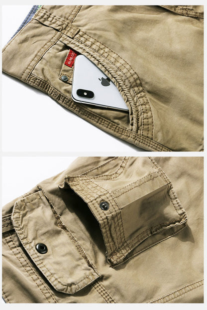 Safari Style Casual Multi-Pocket Summer Loose Men's Shorts (belt Not Included)