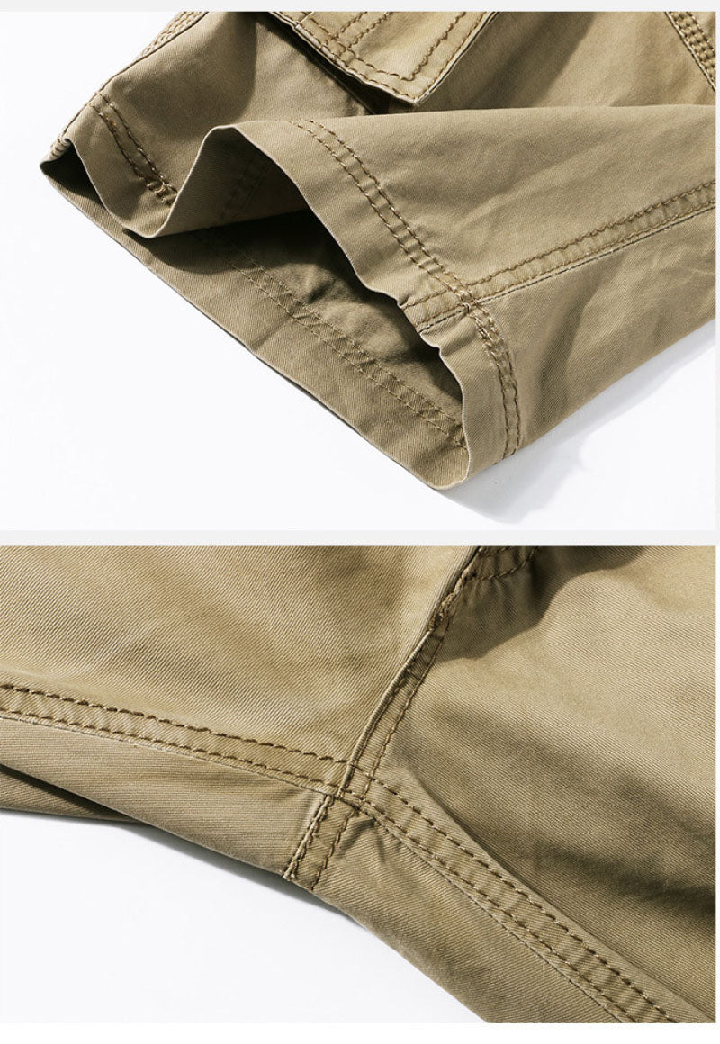 Safari Style Casual Multi-Pocket Summer Loose Men's Shorts (belt Not Included)