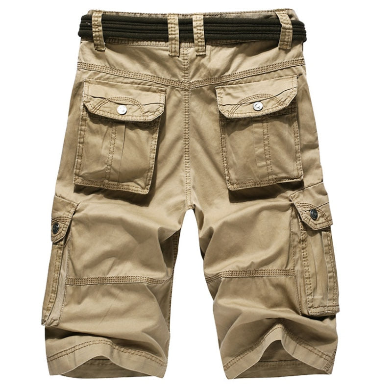 Safari Style Casual Multi-Pocket Summer Loose Men's Shorts (belt Not Included)