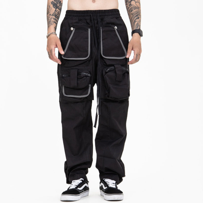 Multi-Pocket Functional Workwear Loose Casual Drawstring Men's Trousers