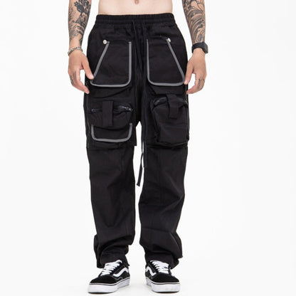 Multi-Pocket Functional Workwear Loose Casual Drawstring Men's Trousers