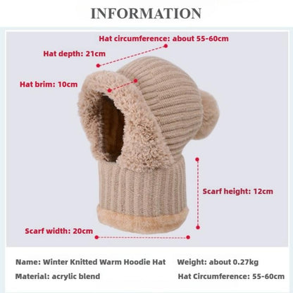 All-in-One Knitted Hat & Scarf – Women's Winter Warm Cap