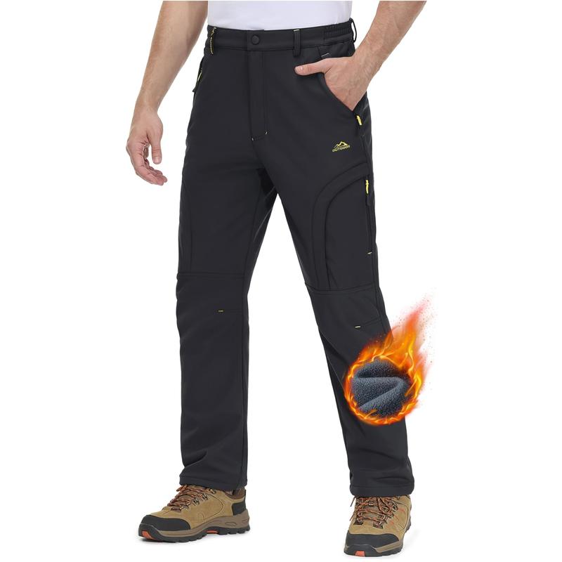 Men's Winter Pants 5 Zip Pockets Snow Ski Pants Fleece Lined Water Resistant Hiking Pants