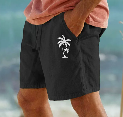 Summer Shorts with Palm Embroidery