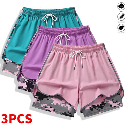 3-pack Women’s Casual Athletic Shorts With Built-in Liner