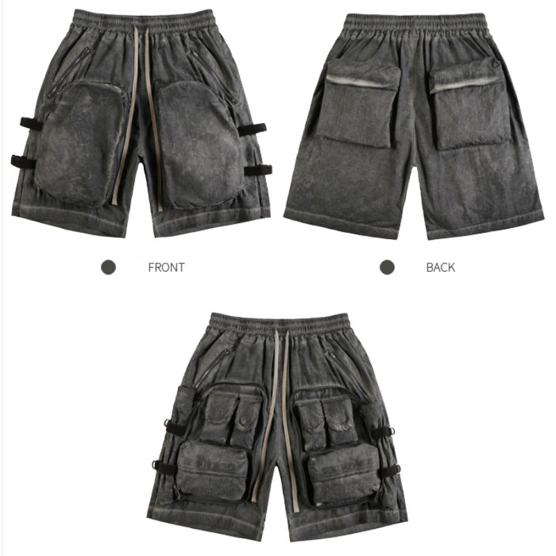 Retro Tide High Arcade Multi-pocket Casual Men's Shorts