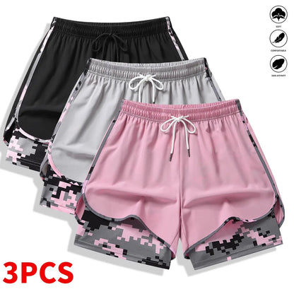 3-pack Women’s Casual Athletic Shorts With Built-in Liner