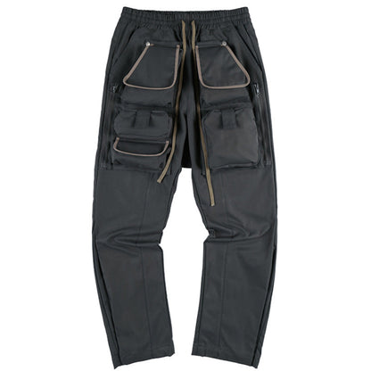 Multi-Pocket Functional Workwear Loose Casual Drawstring Men's Trousers