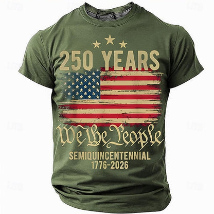 America's 250th Anniversary Men's American US Flag 1776 T Shirt Short Sleeve T shirt 3D Print Crew Neck Shirt