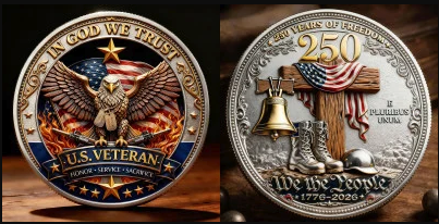 U.S. Veteran – In God We Trust | 250 Years of Freedom Commemorative Coin