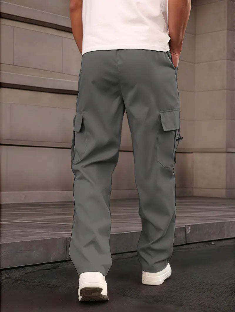 Men’s Spring–Autumn Work Pants Straight-Leg | Slim Fit | Multicolor Pocket Detail