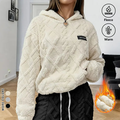 Unisex Cable Knit Sherpa Fleece Hoodie & Jogger Set