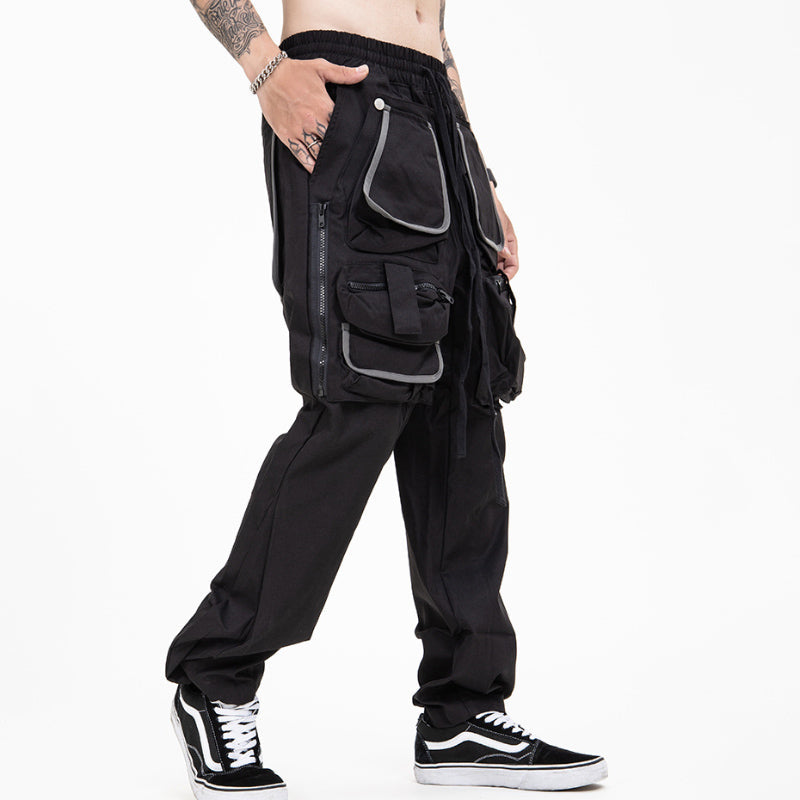 Multi-Pocket Functional Workwear Loose Casual Drawstring Men's Trousers