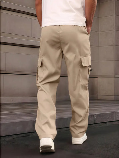 Men’s Spring–Autumn Work Pants Straight-Leg | Slim Fit | Multicolor Pocket Detail