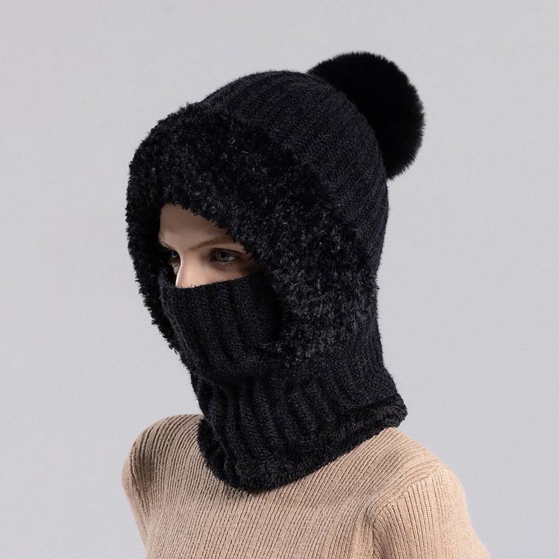 All-in-One Knitted Hat & Scarf – Women's Winter Warm Cap