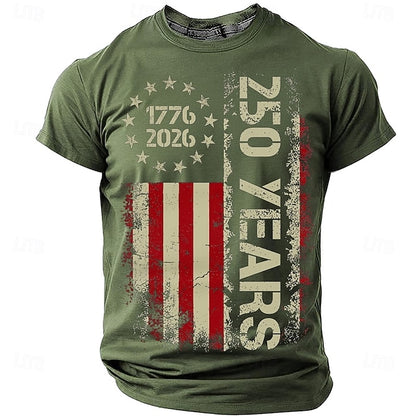 America's 250th Anniversary Men's American US Flag 1776 T Shirt Short Sleeve T shirt 3D Print Crew Neck Shirt