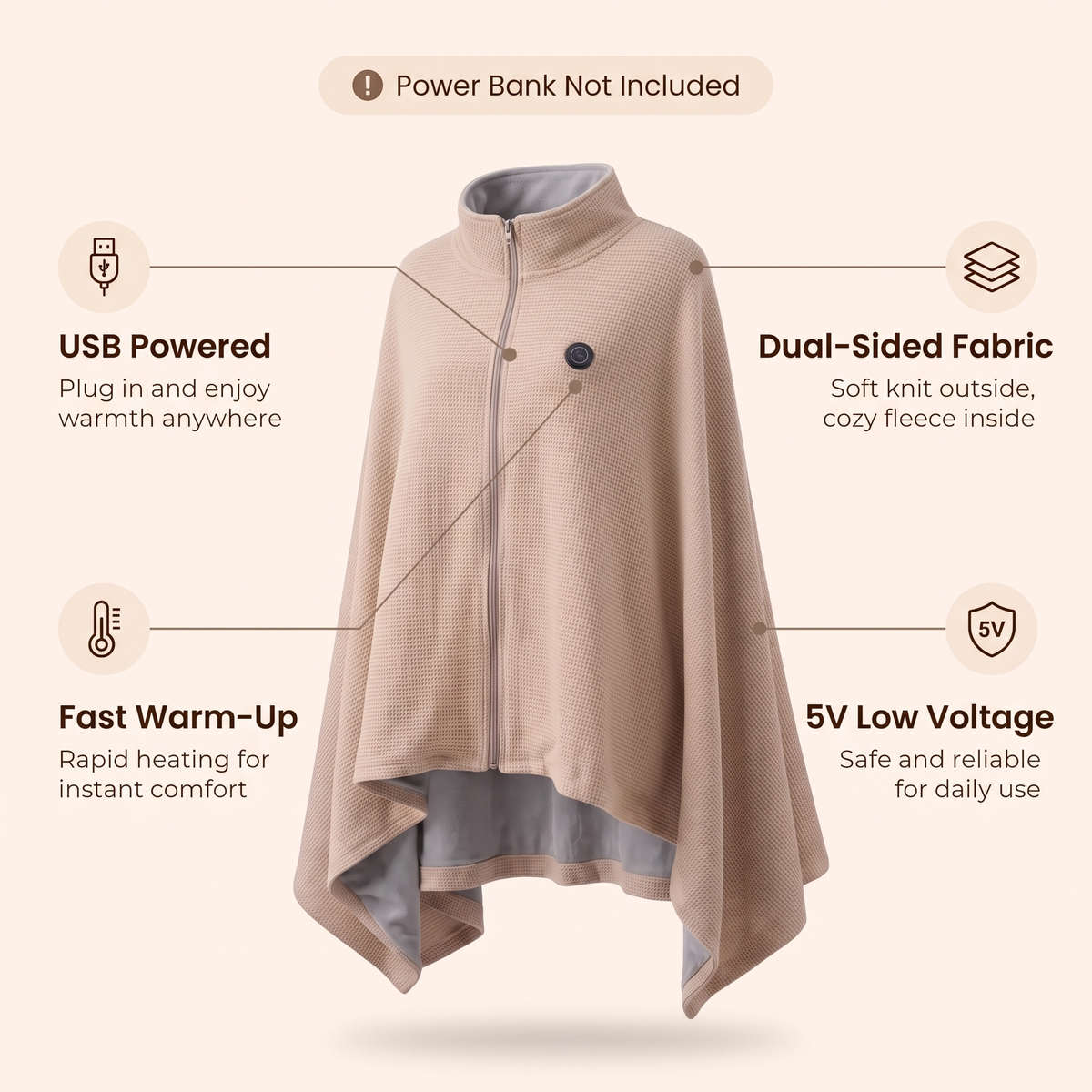 CrestSport™ Heated Wearable Blanket Wrap
