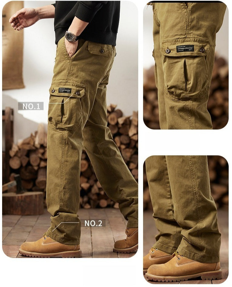 American Vintage Men's Work Pants | Straight Leg, Mid-Rise, Multi-Pocket Cotton Blend