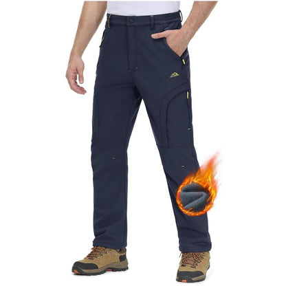 Men's Winter Pants 5 Zip Pockets Snow Ski Pants Fleece Lined Water Resistant Hiking Pants