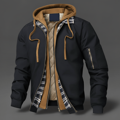 Dual-Layer Hooded Bomber Jacket
