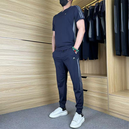 🌴Summer Specials❄️Men's Casual Sports Short Sleeve Long Pants (2-Piece Set)