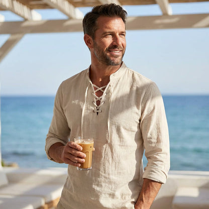 🔥Limited-time offer – Plain shirt in linen-cotton blend for men