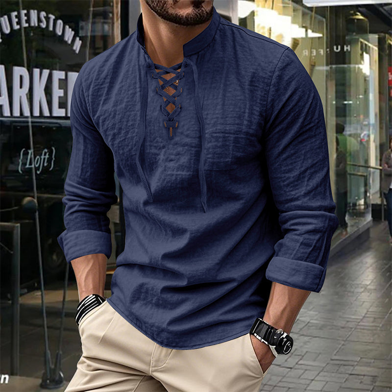 🔥Limited-time offer – Plain shirt in linen-cotton blend for men