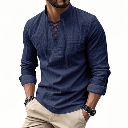 🔥Limited-time offer – Plain shirt in linen-cotton blend for men