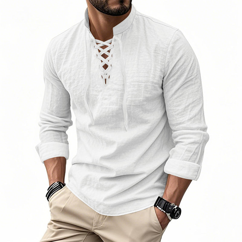 🔥Limited-time offer – Plain shirt in linen-cotton blend for men