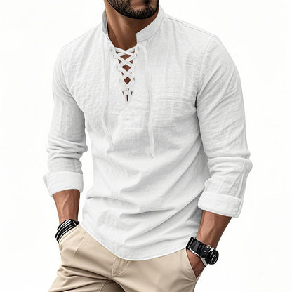 🔥Limited-time offer – Plain shirt in linen-cotton blend for men