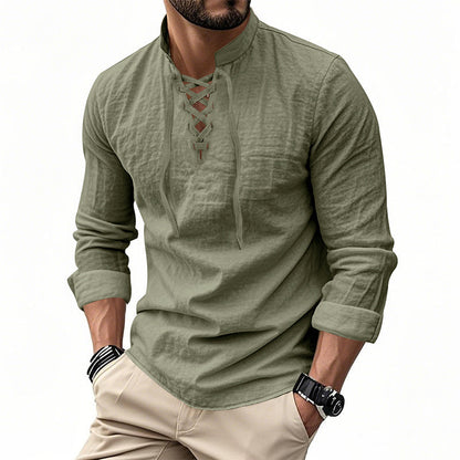 🔥Limited-time offer – Plain shirt in linen-cotton blend for men