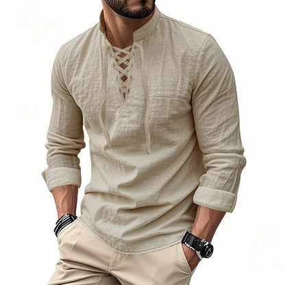🔥Limited-time offer – Plain shirt in linen-cotton blend for men