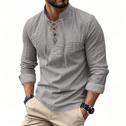 🔥Limited-time offer – Plain shirt in linen-cotton blend for men