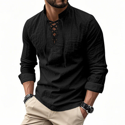 🔥Limited-time offer – Plain shirt in linen-cotton blend for men
