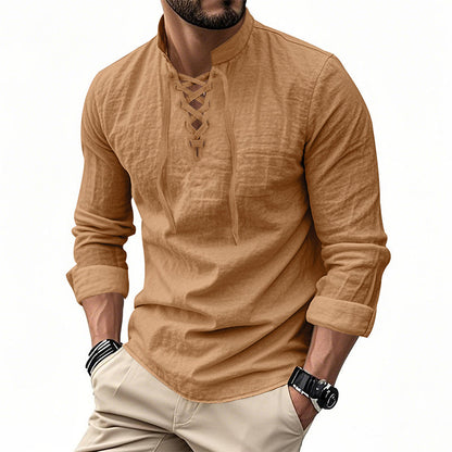 🔥Limited-time offer – Plain shirt in linen-cotton blend for men