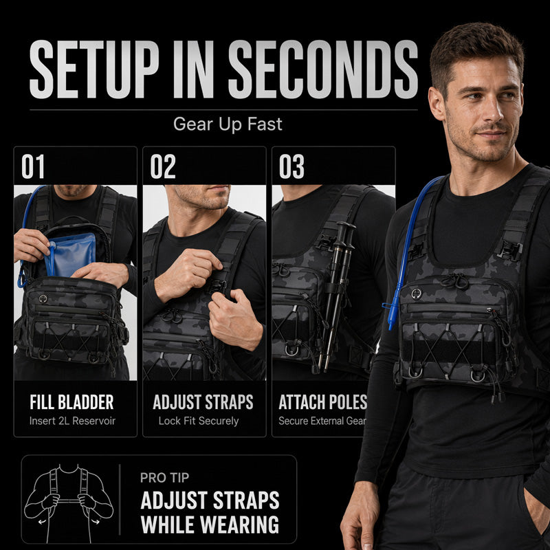 🔥50% OFF🔥Front & Back Cycling Vest Pack for Men – Hydration Ready, 3L Storage, Breathable Mesh 🏃