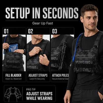 🔥50% OFF🔥Front & Back Cycling Vest Pack for Men – Hydration Ready, 3L Storage, Breathable Mesh 🏃